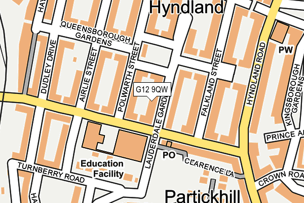 G12 9QW map - OS OpenMap – Local (Ordnance Survey)