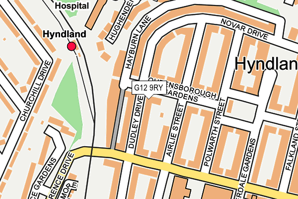 G12 9RY map - OS OpenMap – Local (Ordnance Survey)