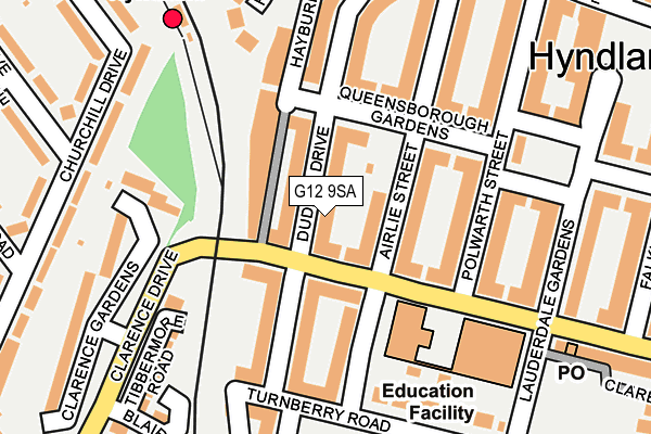 G12 9SA map - OS OpenMap – Local (Ordnance Survey)