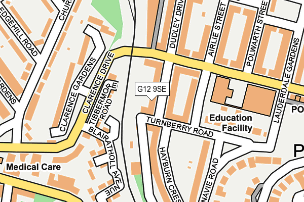 G12 9SE map - OS OpenMap – Local (Ordnance Survey)