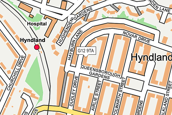 G12 9TA map - OS OpenMap – Local (Ordnance Survey)