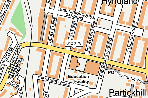 G12 9TW map - OS OpenMap – Local (Ordnance Survey)