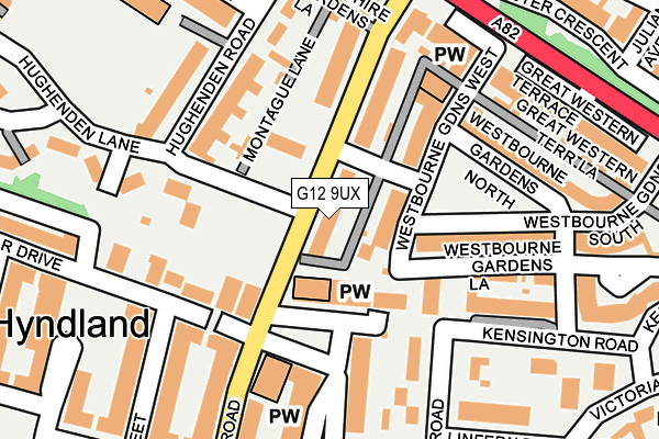 G12 9UX map - OS OpenMap – Local (Ordnance Survey)