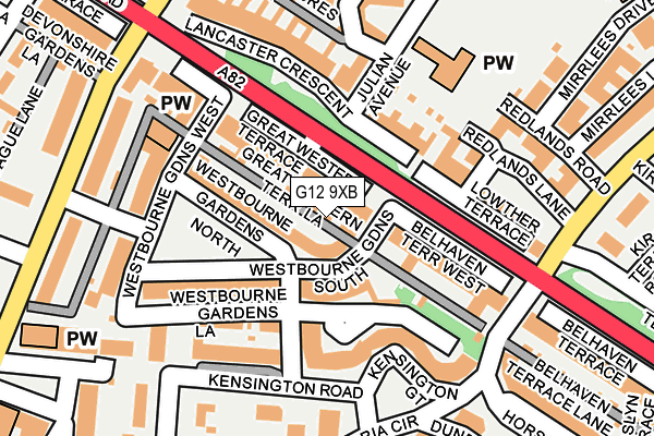 G12 9XB map - OS OpenMap – Local (Ordnance Survey)