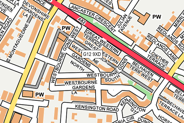 G12 9XD map - OS OpenMap – Local (Ordnance Survey)