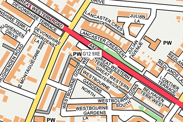 G12 9XE map - OS OpenMap – Local (Ordnance Survey)