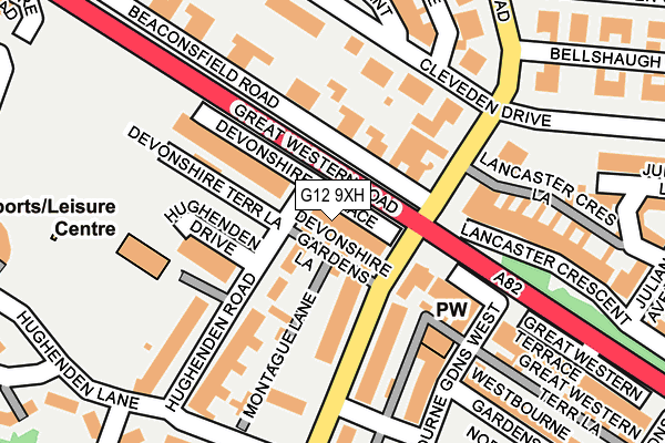 G12 9XH map - OS OpenMap – Local (Ordnance Survey)