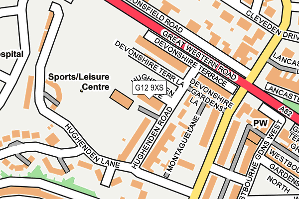 G12 9XS map - OS OpenMap – Local (Ordnance Survey)