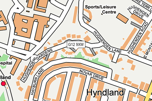 G12 9XW map - OS OpenMap – Local (Ordnance Survey)