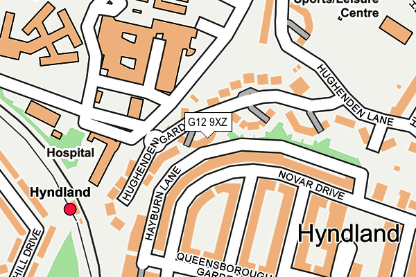 G12 9XZ map - OS OpenMap – Local (Ordnance Survey)