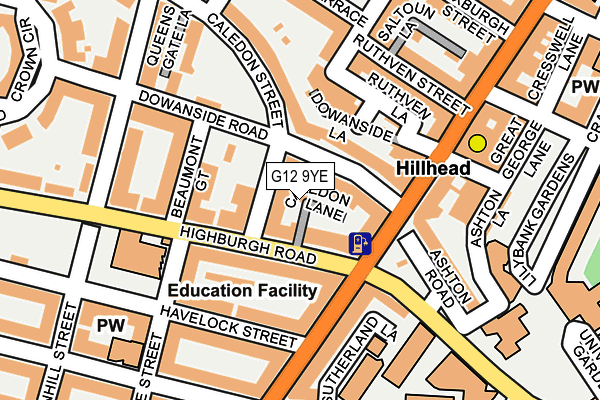 G12 9YE map - OS OpenMap – Local (Ordnance Survey)