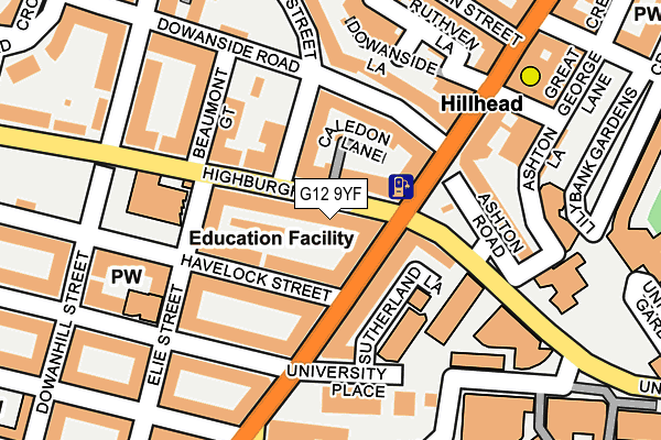 G12 9YF map - OS OpenMap – Local (Ordnance Survey)