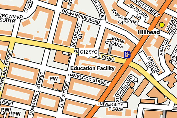 G12 9YG map - OS OpenMap – Local (Ordnance Survey)