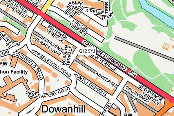 G12 9YJ map - OS OpenMap – Local (Ordnance Survey)