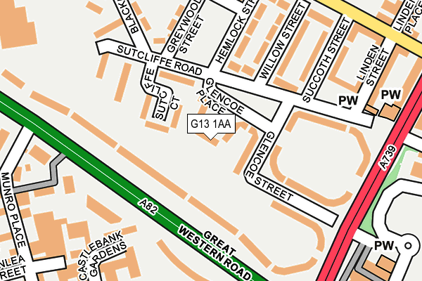 G13 1AA map - OS OpenMap – Local (Ordnance Survey)