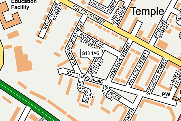 G13 1AG map - OS OpenMap – Local (Ordnance Survey)