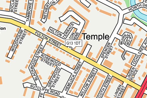 G13 1DT map - OS OpenMap – Local (Ordnance Survey)
