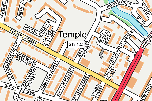 G13 1DZ map - OS OpenMap – Local (Ordnance Survey)