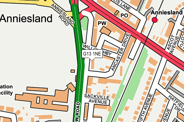 G13 1NE map - OS OpenMap – Local (Ordnance Survey)