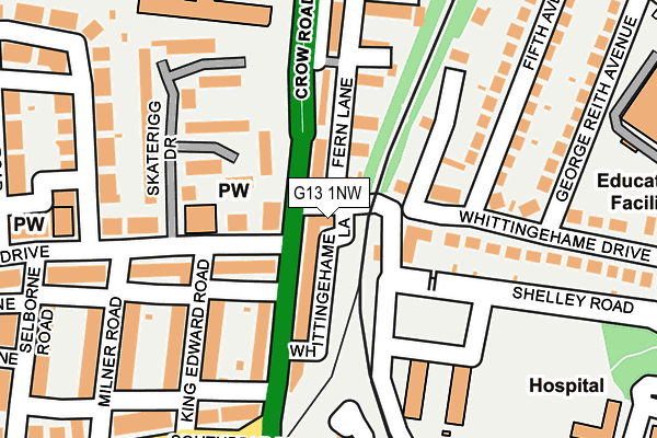 G13 1NW map - OS OpenMap – Local (Ordnance Survey)