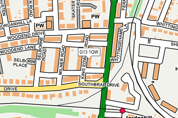 G13 1QW map - OS OpenMap – Local (Ordnance Survey)