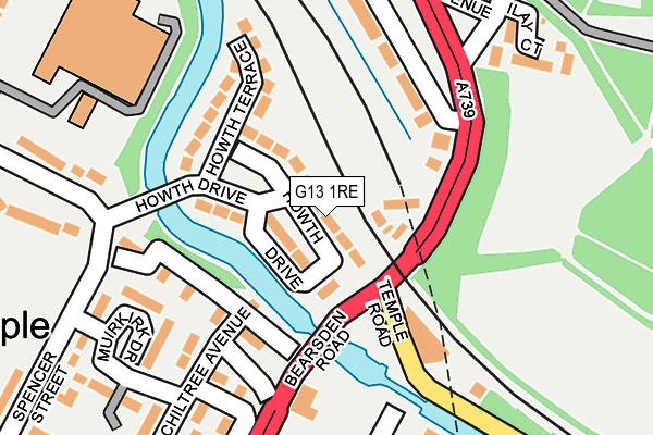 G13 1RE map - OS OpenMap – Local (Ordnance Survey)