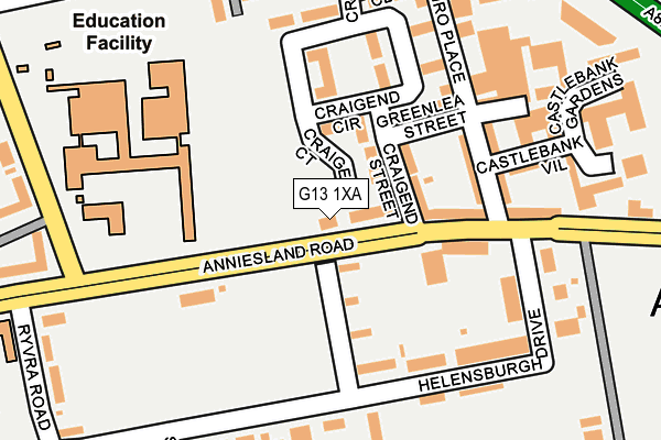 G13 1XA map - OS OpenMap – Local (Ordnance Survey)