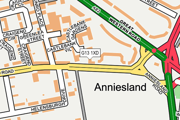 G13 1XD map - OS OpenMap – Local (Ordnance Survey)