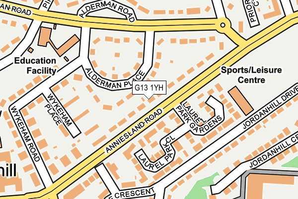 G13 1YH map - OS OpenMap – Local (Ordnance Survey)