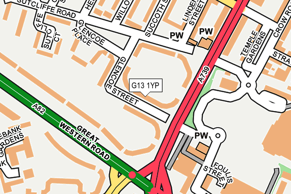 G13 1YP map - OS OpenMap – Local (Ordnance Survey)