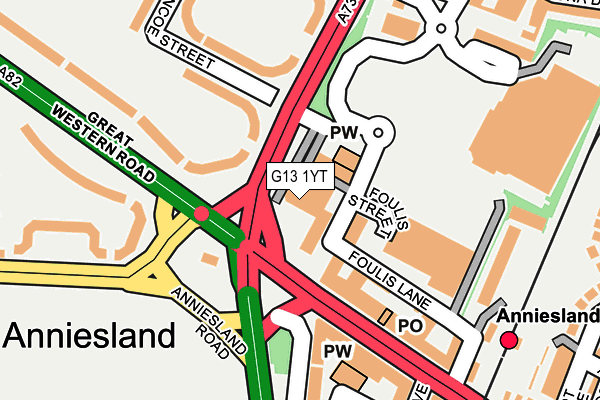 G13 1YT map - OS OpenMap – Local (Ordnance Survey)