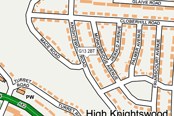 G13 2BT map - OS OpenMap – Local (Ordnance Survey)