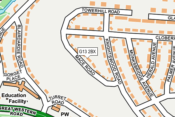 G13 2BX map - OS OpenMap – Local (Ordnance Survey)