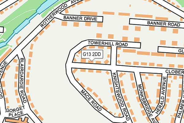 G13 2DD map - OS OpenMap – Local (Ordnance Survey)