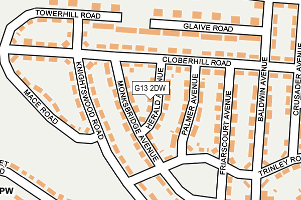 G13 2DW map - OS OpenMap – Local (Ordnance Survey)