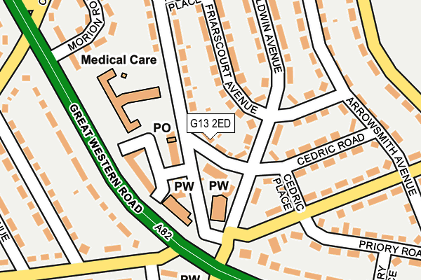 G13 2ED map - OS OpenMap – Local (Ordnance Survey)