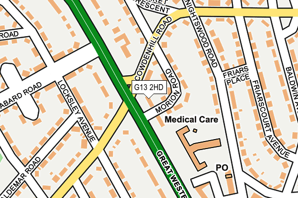 G13 2HD map - OS OpenMap – Local (Ordnance Survey)