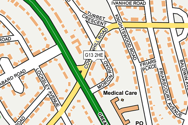 G13 2HE map - OS OpenMap – Local (Ordnance Survey)