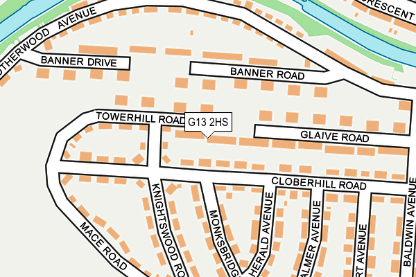 G13 2HS map - OS OpenMap – Local (Ordnance Survey)