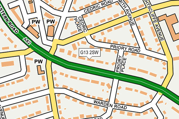 G13 2SW map - OS OpenMap – Local (Ordnance Survey)