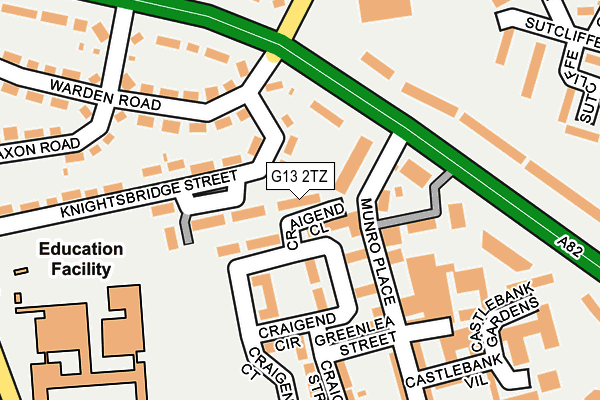 G13 2TZ map - OS OpenMap – Local (Ordnance Survey)