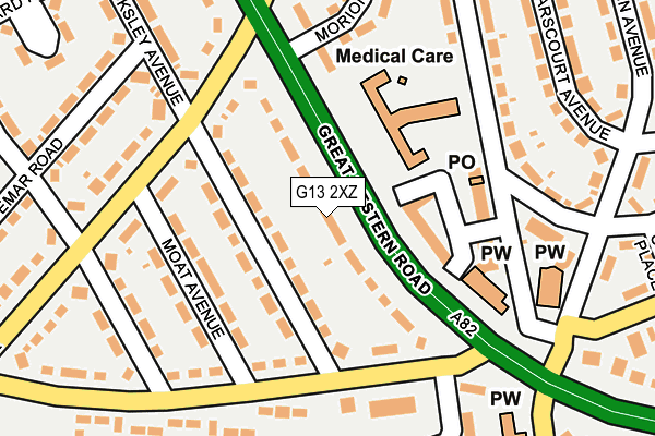 G13 2XZ map - OS OpenMap – Local (Ordnance Survey)