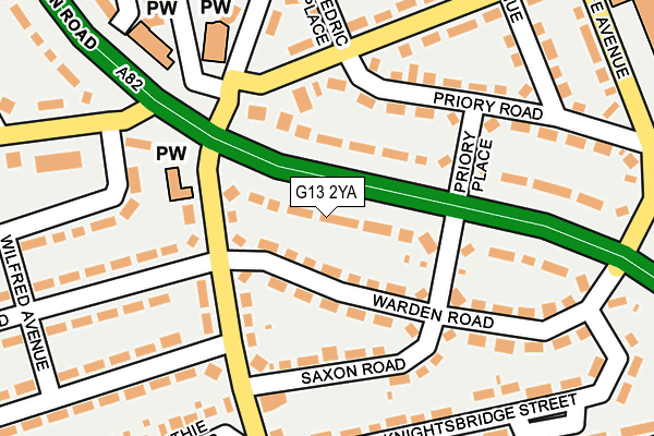 G13 2YA map - OS OpenMap – Local (Ordnance Survey)