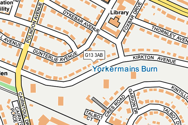 G13 3AB map - OS OpenMap – Local (Ordnance Survey)