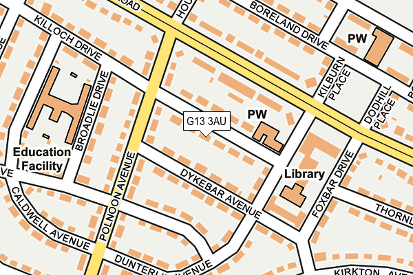 G13 3AU map - OS OpenMap – Local (Ordnance Survey)