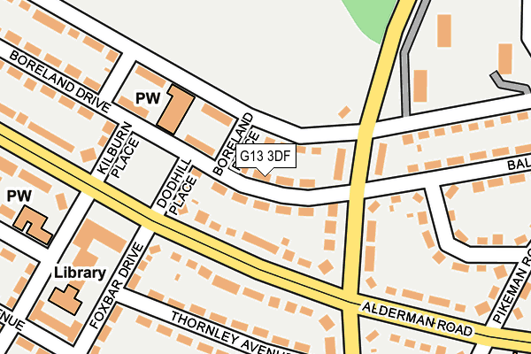 G13 3DF map - OS OpenMap – Local (Ordnance Survey)