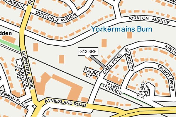 G13 3RE map - OS OpenMap – Local (Ordnance Survey)