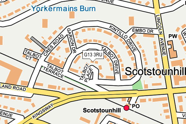 G13 3RU map - OS OpenMap – Local (Ordnance Survey)