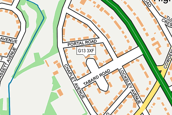 G13 3XF map - OS OpenMap – Local (Ordnance Survey)
