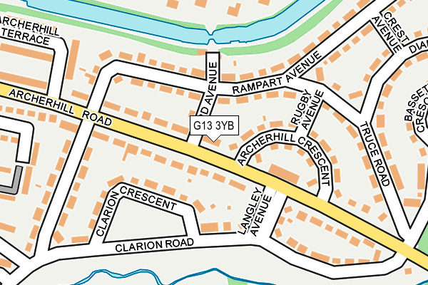 G13 3YB map - OS OpenMap – Local (Ordnance Survey)